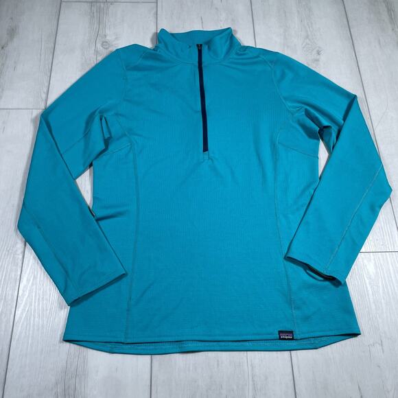 Patagonia Capilene Midweight Medium Teal 1/2 zip Pullover Baselayer Polartec - Picture 1 of 13